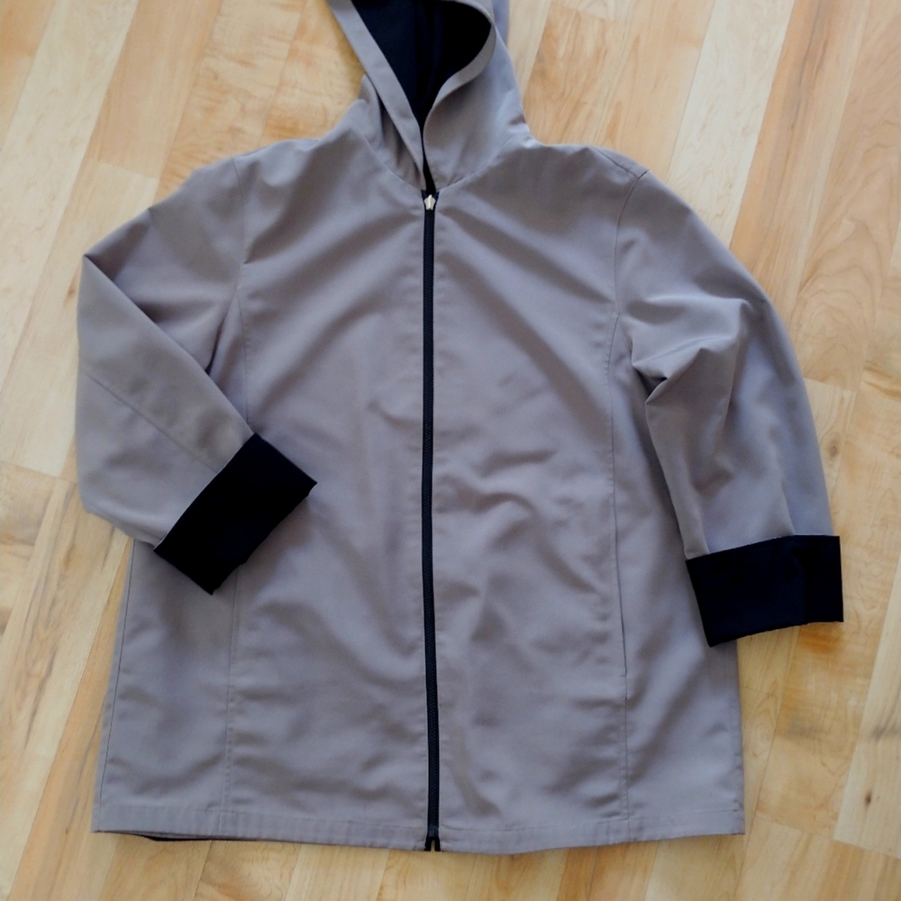 Alfani Reversible Hooded Coat in Black & Khaki Sz 1X